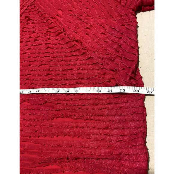 Catherines Top Womens Plus Size 2X 22/24W 3/4 Sleeve Pink Ruffle Lacy Blouse - Picture 9 of 12